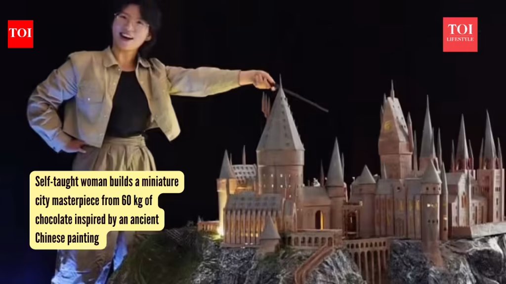 Self-taught woman builds a miniature city masterpiece from 60 kg of chocolate inspired by an ancient Chinese painting |