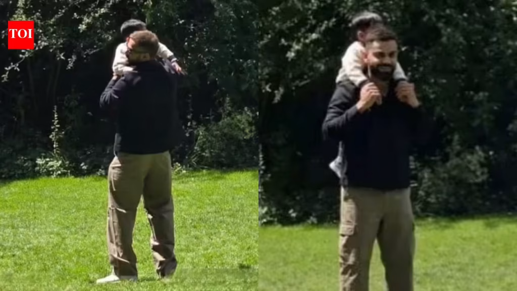 Virat Kohli spotted giving Akaay a piggyback ride during secret family outing: See pics | Off the field News